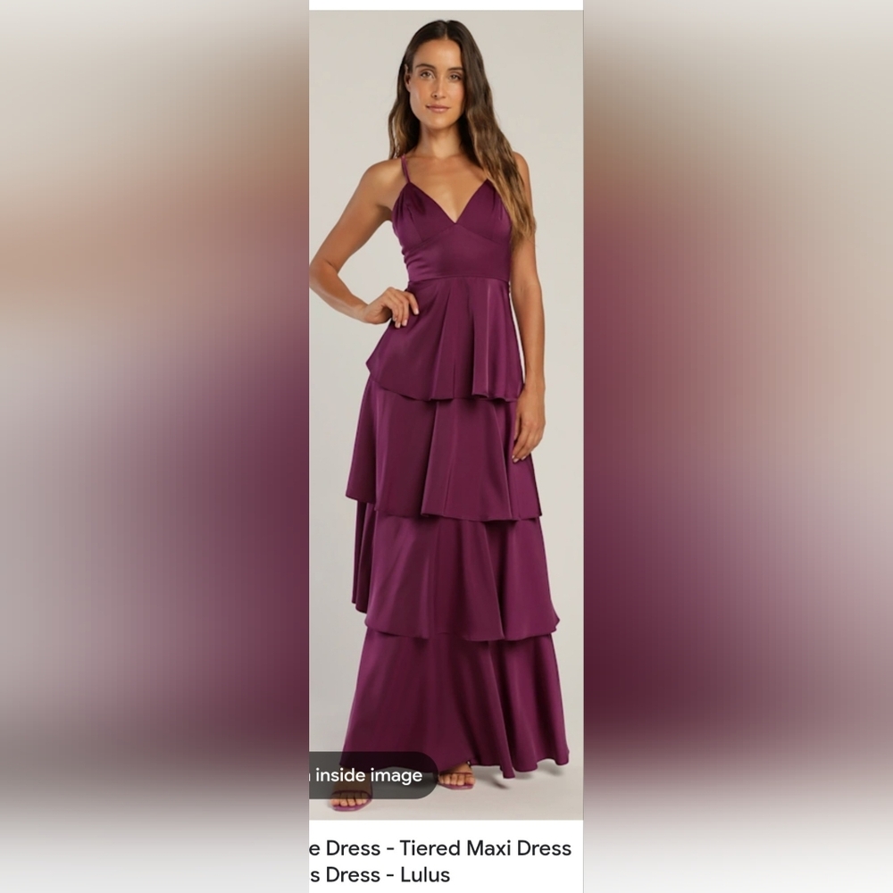 Lulu's Plum Purple Satin Tiered Gown